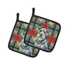 Load image into Gallery viewer, Blue Lakeland Terrier Christmas PoinsettIas Pair of Pot Holders