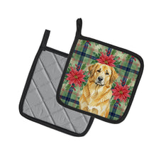 Load image into Gallery viewer, Lion Yellow Leonberger Christmas PoinsettIas Pair of Pot Holders