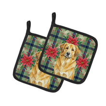 Load image into Gallery viewer, Lion Yellow Leonberger Christmas PoinsettIas Pair of Pot Holders