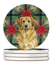 Load image into Gallery viewer, Lion Yellow Leonberger Christmas PoinsettIas Large Sandstone Coasters Pack of 4