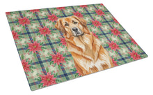 Load image into Gallery viewer, Red Leonberger Christmas PoinsettIas Glass Cutting Board