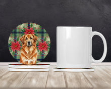 Load image into Gallery viewer, Red Leonberger Christmas PoinsettIas Large Sandstone Coasters Pack of 4