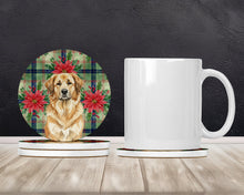 Load image into Gallery viewer, Sandy Leonberger Christmas PoinsettIas Large Sandstone Coasters Pack of 4