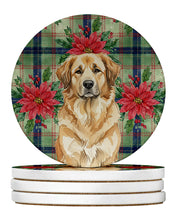 Load image into Gallery viewer, Sandy Leonberger Christmas PoinsettIas Large Sandstone Coasters Pack of 4