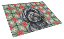 Load image into Gallery viewer, Black Lhasa Apso Christmas PoinsettIas Glass Cutting Board