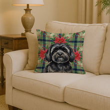 Load image into Gallery viewer, Black Lhasa Apso Christmas PoinsettIas Throw Pillow