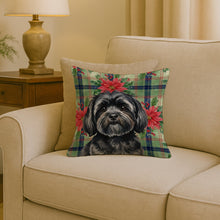Load image into Gallery viewer, Black Lhasa Apso Christmas PoinsettIas Throw Pillow