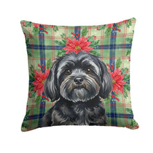 Load image into Gallery viewer, Black Lhasa Apso Christmas PoinsettIas Throw Pillow
