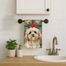 Load image into Gallery viewer, Cream Lhasa Apso Christmas PoinsettIas Kitchen Towel