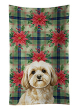 Load image into Gallery viewer, Cream Lhasa Apso Christmas PoinsettIas Kitchen Towel