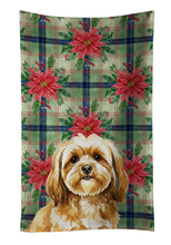 Load image into Gallery viewer, Gold Lhasa Apso Christmas PoinsettIas Kitchen Towel
