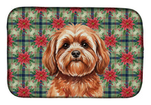 Load image into Gallery viewer, Red Lhasa Apso Christmas PoinsettIas Dish Drying Mat