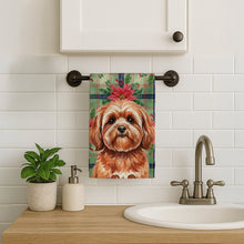 Load image into Gallery viewer, Red Lhasa Apso Christmas PoinsettIas Kitchen Towel