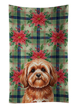 Load image into Gallery viewer, Red Lhasa Apso Christmas PoinsettIas Kitchen Towel