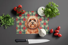 Load image into Gallery viewer, Red Lhasa Apso Christmas PoinsettIas Glass Cutting Board