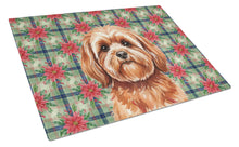 Load image into Gallery viewer, Red Lhasa Apso Christmas PoinsettIas Glass Cutting Board