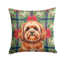 Load image into Gallery viewer, Red Lhasa Apso Christmas PoinsettIas Throw Pillow