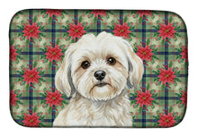 Load image into Gallery viewer, White Lhasa Apso Christmas PoinsettIas Dish Drying Mat