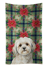 Load image into Gallery viewer, White Lhasa Apso Christmas PoinsettIas Kitchen Towel