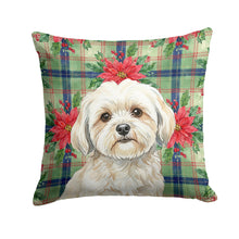 Load image into Gallery viewer, White Lhasa Apso Christmas PoinsettIas Throw Pillow