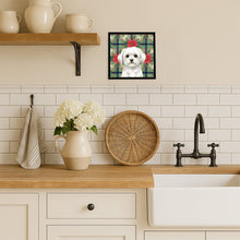 Load image into Gallery viewer, Maltese Christmas PoinsettIas Framed Metal Print