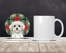 Load image into Gallery viewer, Maltese Christmas PoinsettIas Large Sandstone Coasters Pack of 4