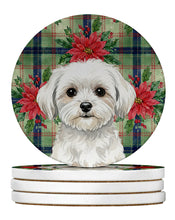 Load image into Gallery viewer, Maltese Christmas PoinsettIas Large Sandstone Coasters Pack of 4
