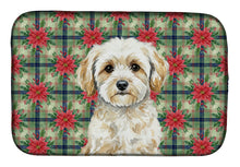 Load image into Gallery viewer, Maltipoo Christmas PoinsettIas Dish Drying Mat