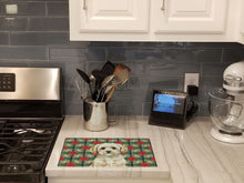 Load image into Gallery viewer, Maltipoo Christmas PoinsettIas Glass Cutting Board