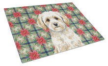 Load image into Gallery viewer, Maltipoo Christmas PoinsettIas Glass Cutting Board