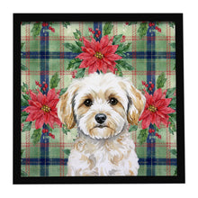Load image into Gallery viewer, Maltipoo Christmas PoinsettIas Framed Metal Print