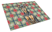Load image into Gallery viewer, Manchester Terrier Christmas PoinsettIas Glass Cutting Board