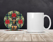 Load image into Gallery viewer, Manchester Terrier Christmas PoinsettIas Large Sandstone Coasters Pack of 4