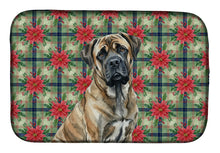 Load image into Gallery viewer, Brindle Mastiff Christmas PoinsettIas Dish Drying Mat