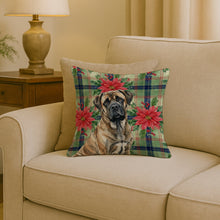 Load image into Gallery viewer, Brindle Mastiff Christmas PoinsettIas Throw Pillow