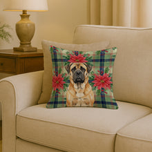 Load image into Gallery viewer, Fawn Mastiff Christmas PoinsettIas Throw Pillow