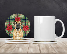 Load image into Gallery viewer, Fawn Mastiff Christmas PoinsettIas Large Sandstone Coasters Pack of 4