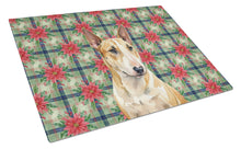Load image into Gallery viewer, Miniature Bull Terrier Christmas PoinsettIas Glass Cutting Board