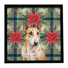 Load image into Gallery viewer, Miniature Bull Terrier Christmas PoinsettIas Framed Metal Print
