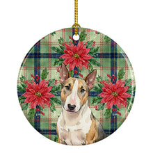 Load image into Gallery viewer, Tricolor Miniature Bull Terrier Christmas PoinsettIas Ceramic Ornament