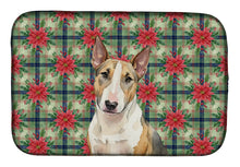 Load image into Gallery viewer, Tricolor Miniature Bull Terrier Christmas PoinsettIas Dish Drying Mat