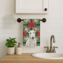Load image into Gallery viewer, White Miniature Bull Terrier Christmas PoinsettIas Kitchen Towel