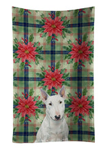 Load image into Gallery viewer, White Miniature Bull Terrier Christmas PoinsettIas Kitchen Towel