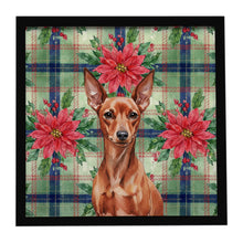 Load image into Gallery viewer, Red Miniature Pinscher Min Pin Christmas PoinsettIas Framed Metal Print