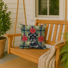 Load image into Gallery viewer, Black Miniature Schnauzer Christmas PoinsettIas Throw Pillow