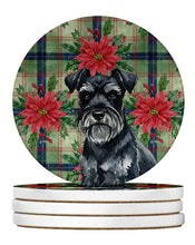 Load image into Gallery viewer, Black Miniature Schnauzer Christmas PoinsettIas Large Sandstone Coasters Pack of 4