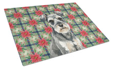 Load image into Gallery viewer, Miniature Schnauzer Christmas PoinsettIas Glass Cutting Board