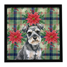 Load image into Gallery viewer, Miniature Schnauzer Christmas PoinsettIas Framed Metal Print