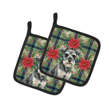 Load image into Gallery viewer, Miniature Schnauzer Christmas PoinsettIas Pair of Pot Holders