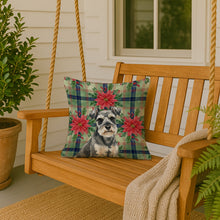 Load image into Gallery viewer, Miniature Schnauzer Christmas PoinsettIas Throw Pillow